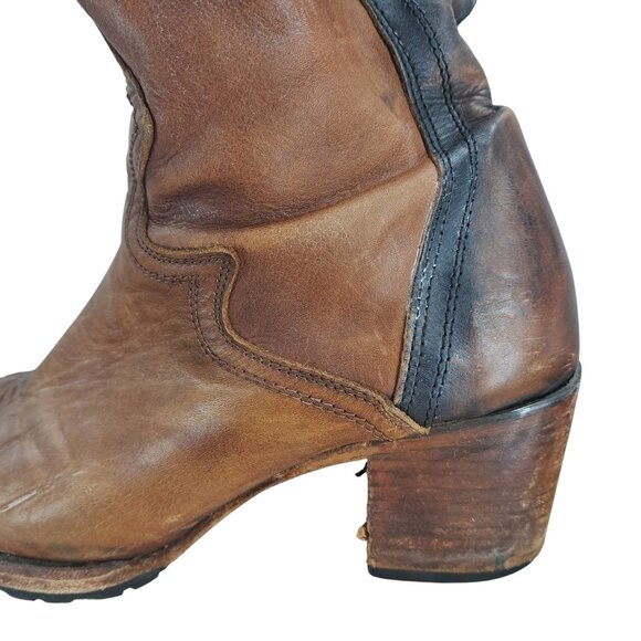 Freebird Fuego Over the Knee Brown Leather Heeled Boots Size 12 Tall Distressed - Picture 6 of 16